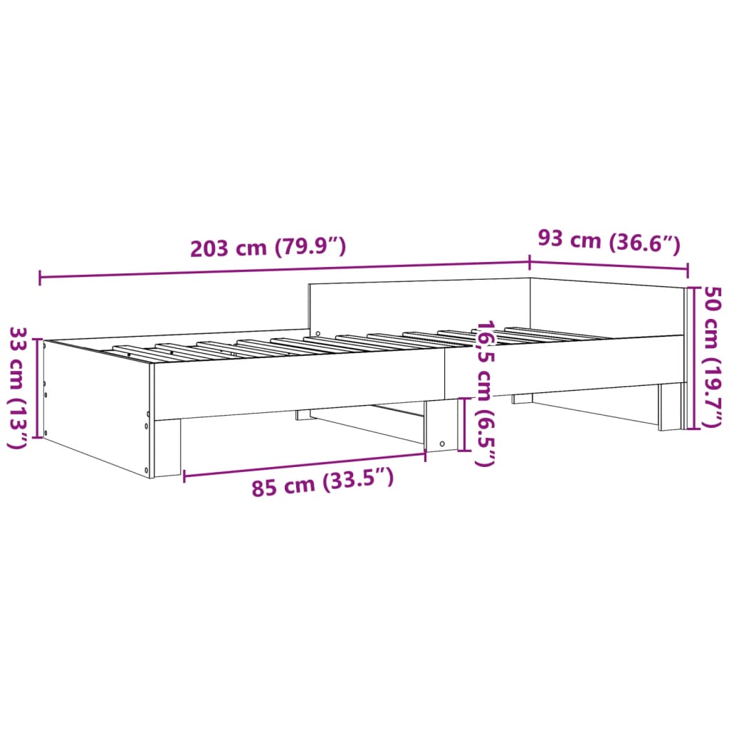 Bettgestell Weiß 90x200 cm Holzwerkstoff