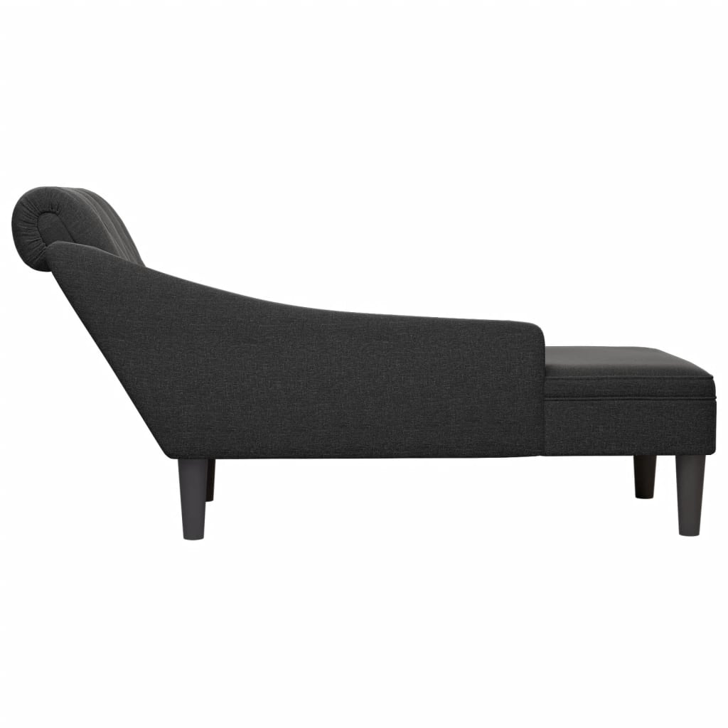 Chaiselongue mit Kissen und Rechter Armlehne Schwarz Stoff