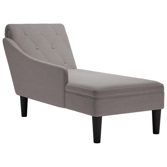 Chaiselongue mit Kissen und Rechter Armlehne Taupe Stoff