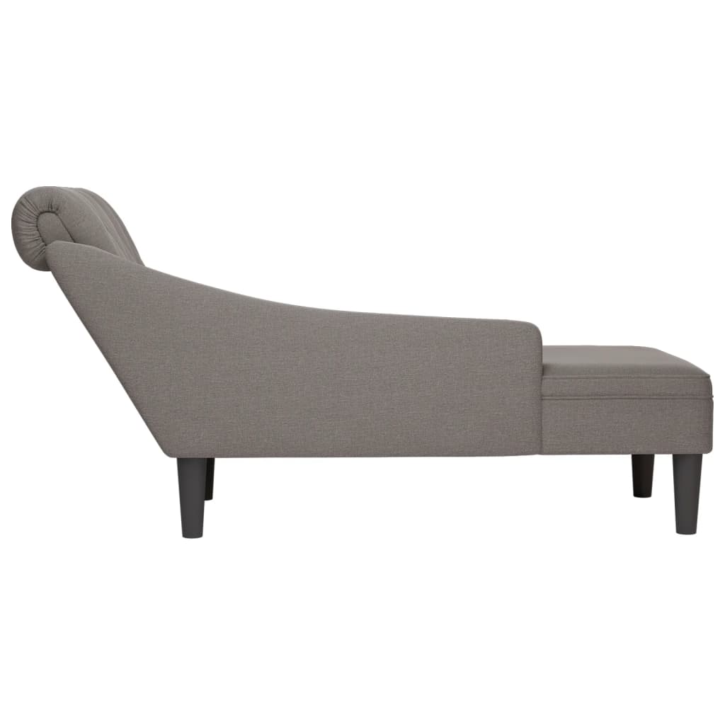 Chaiselongue mit Kissen und Rechter Armlehne Taupe Stoff