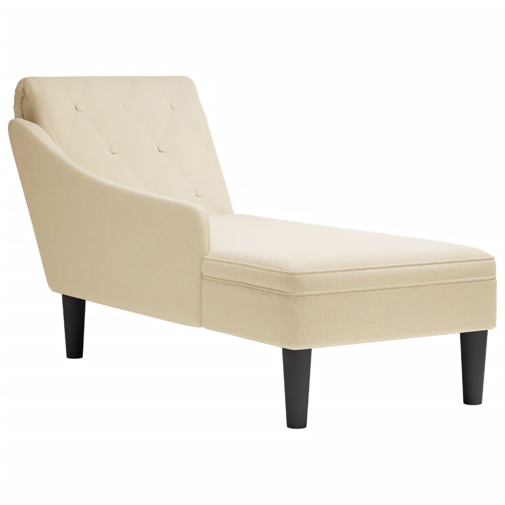 Chaiselongue mit Kissen und Rechter Armlehne Creme Stoff