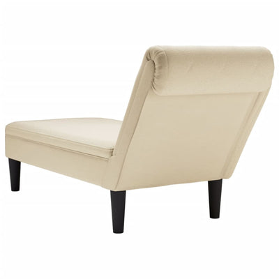 Chaiselongue mit Kissen und Rechter Armlehne Creme Stoff