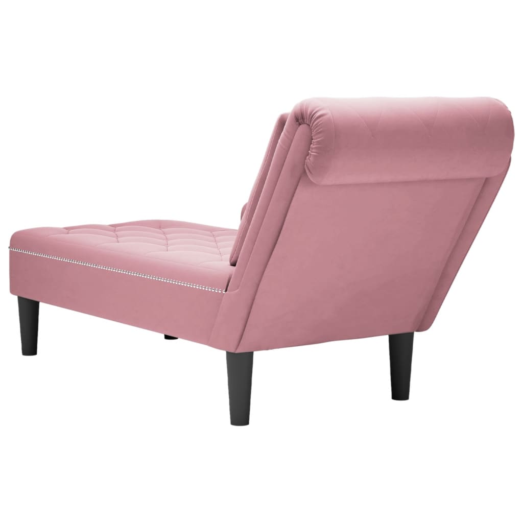 Chaiselongue mit Kissen und Rechter Armlehne Rosa Samt