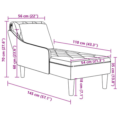 Chaiselongue mit Kissen und Rechter Armlehne Rosa Samt