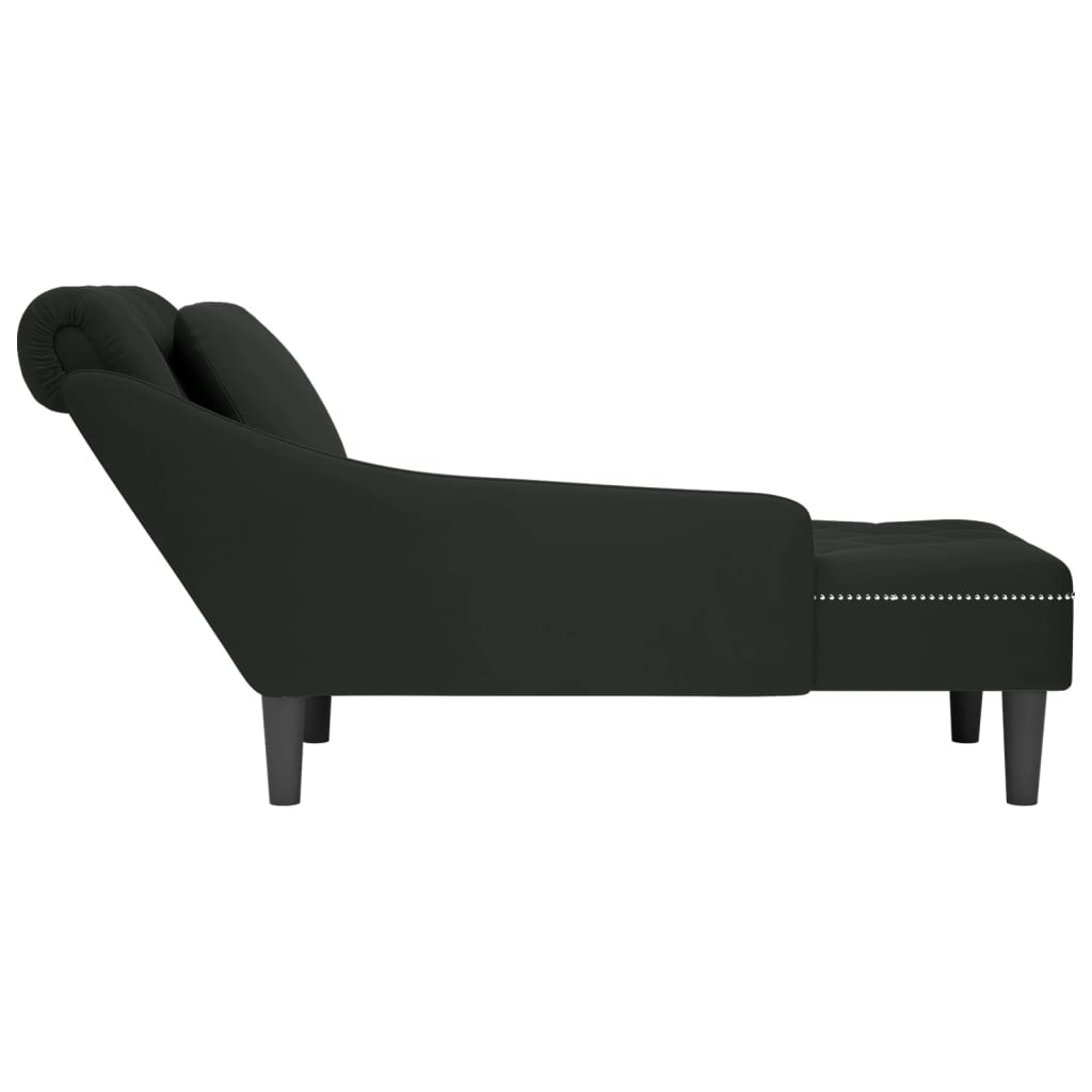 Chaiselongue mit Kissen und Rechter Armlehne Schwarz Samt