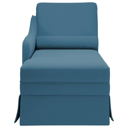 Chaiselongue mit Nackenrolle und Rechter Armlehne Blau Samt