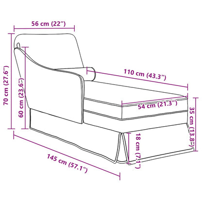 Chaiselongue mit Nackenrolle und Rechter Armlehne Blau Samt