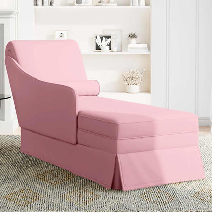 Chaiselongue mit Nackenrolle und Rechter Armlehne Rosa Samt