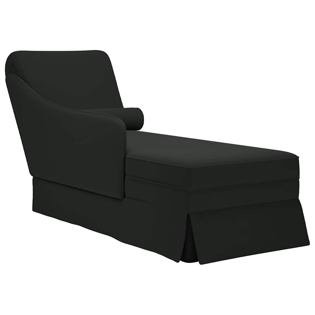 Chaiselongue mit Nackenrolle und Rechter Armlehne Schwarz Samt