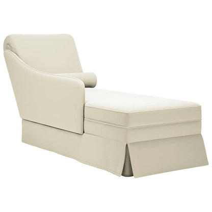 Chaiselongue mit Nackenrolle und Rechter Armlehne Creme Samt