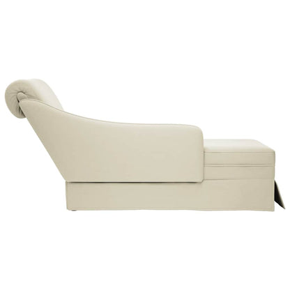 Chaiselongue mit Nackenrolle und Rechter Armlehne Creme Samt