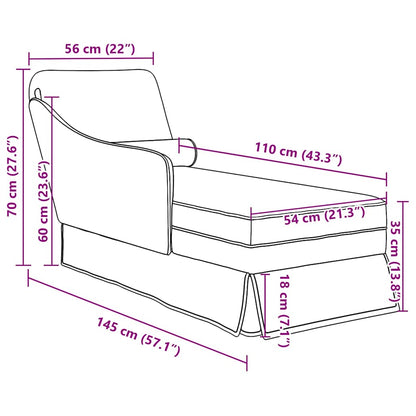 Chaiselongue mit Nackenrolle und Rechter Armlehne Leinen