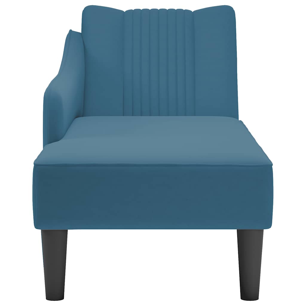 Chaiselongue mit Rechter Armlehne Blau Samt