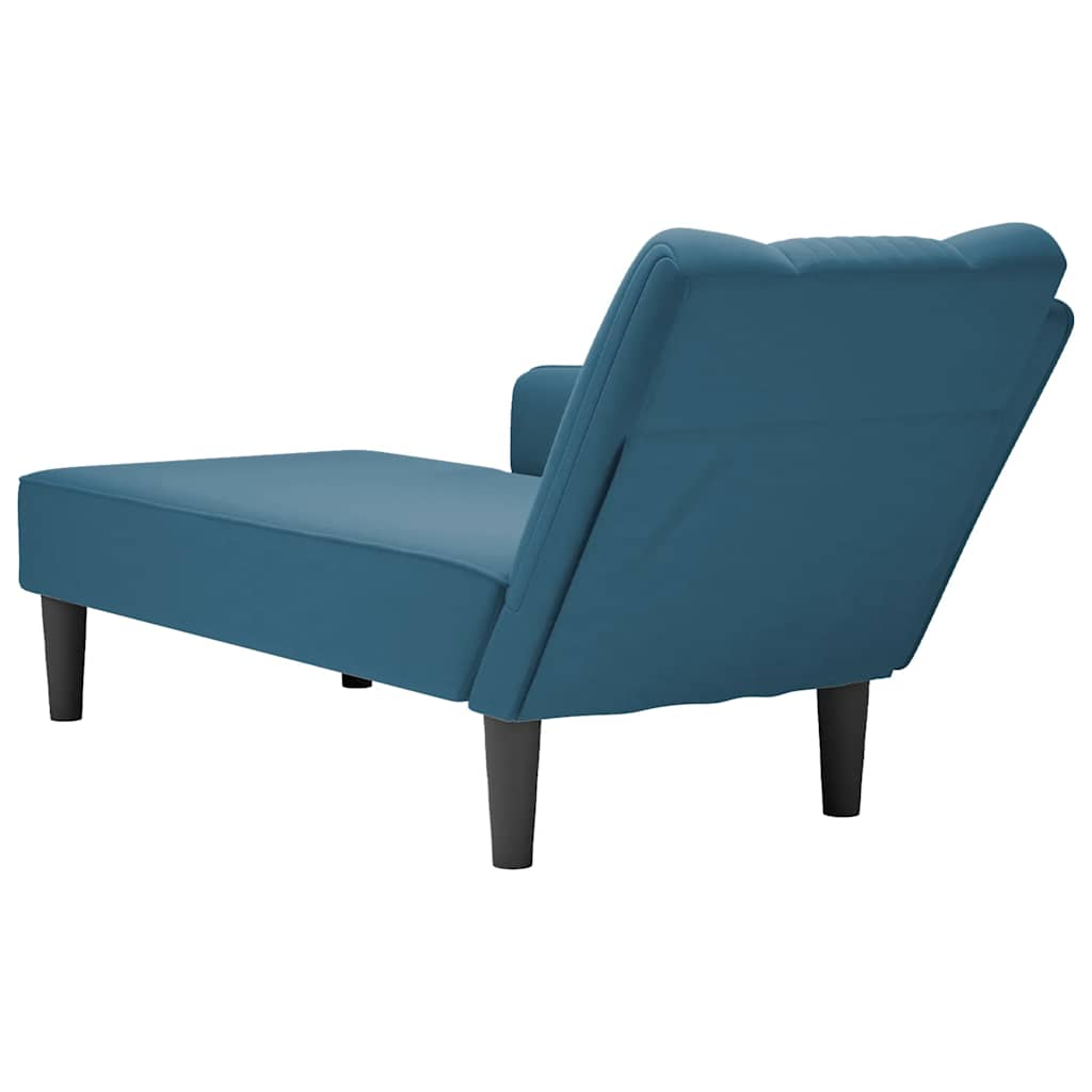 Chaiselongue mit Rechter Armlehne Blau Samt