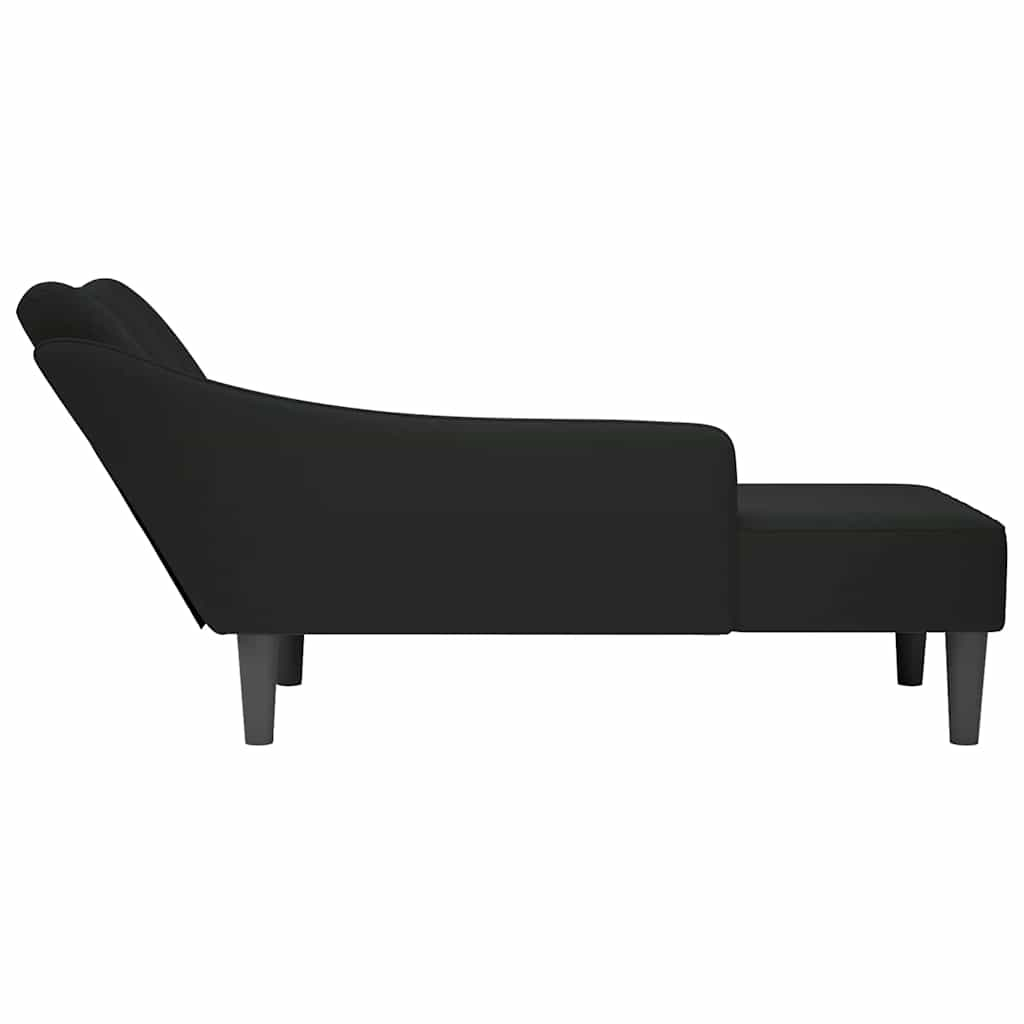 Chaiselongue mit Rechter Armlehne Schwarz Samt