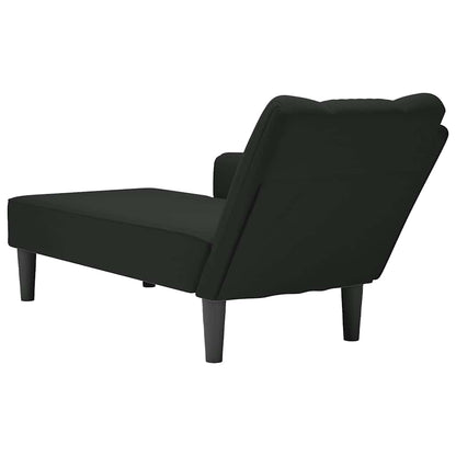 Chaiselongue mit Rechter Armlehne Schwarz Samt