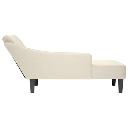 Chaiselongue mit Rechter Armlehne Creme Samt