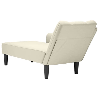 Chaiselongue mit Rechter Armlehne Creme Samt