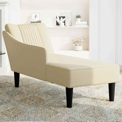 Chaiselongue mit Rechter Armlehne Creme Stoff