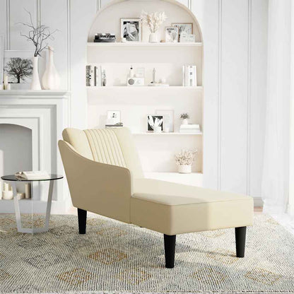 Chaiselongue mit Rechter Armlehne Creme Stoff