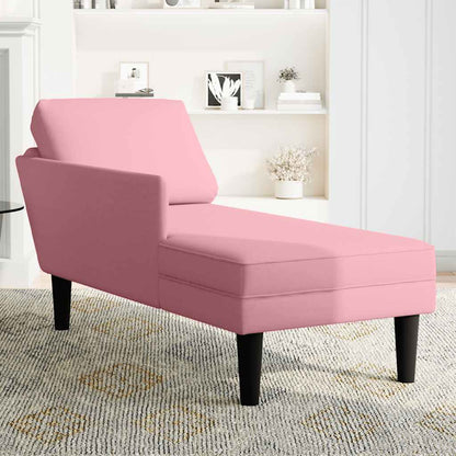 Chaiselongue mit Kissen und Rechter Armlehne Rosa Samt