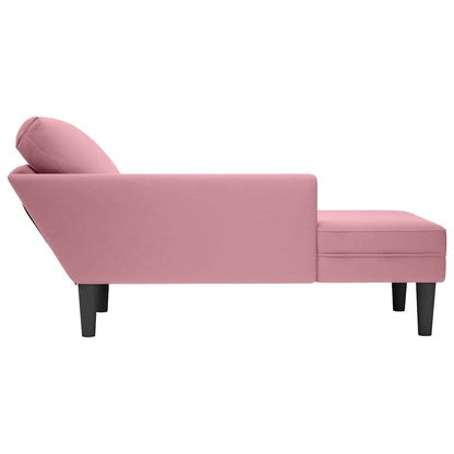 Chaiselongue mit Kissen und Rechter Armlehne Rosa Samt