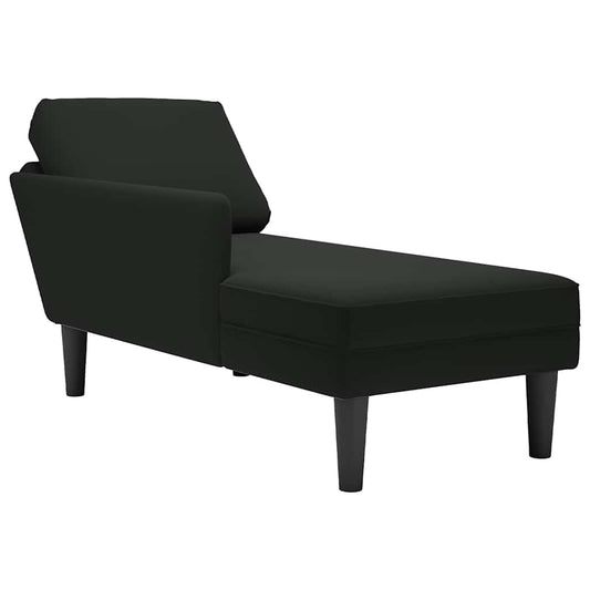 Chaiselongue mit Kissen und Rechter Armlehne Schwarz Samt