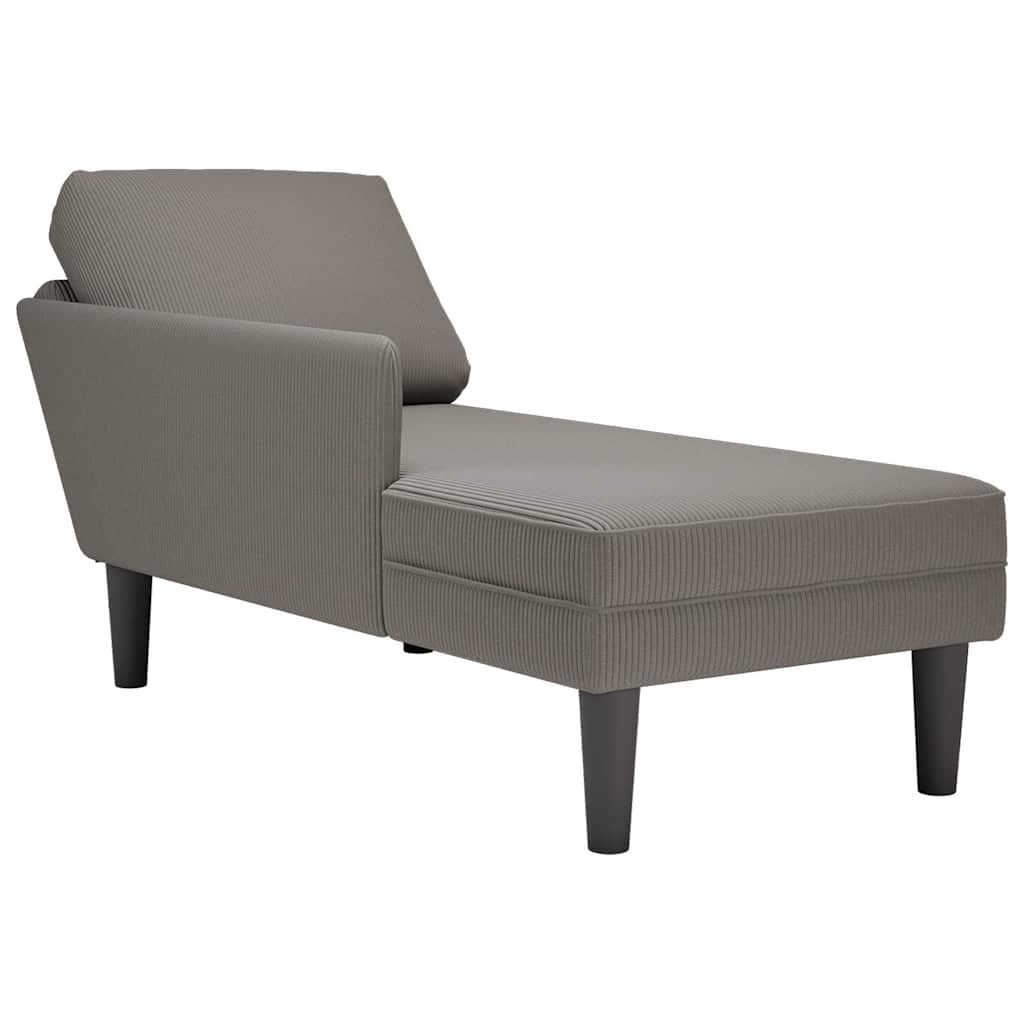 Chaiselongue mit Kissen Hellgrau Cordstoff