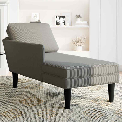 Chaiselongue mit Kissen Hellgrau Cordstoff