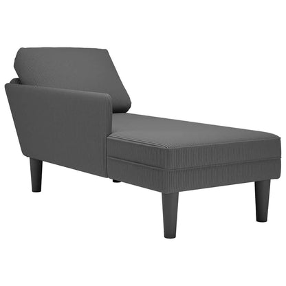 Chaiselongue mit Kissen Dunkelgrau Cordstoff