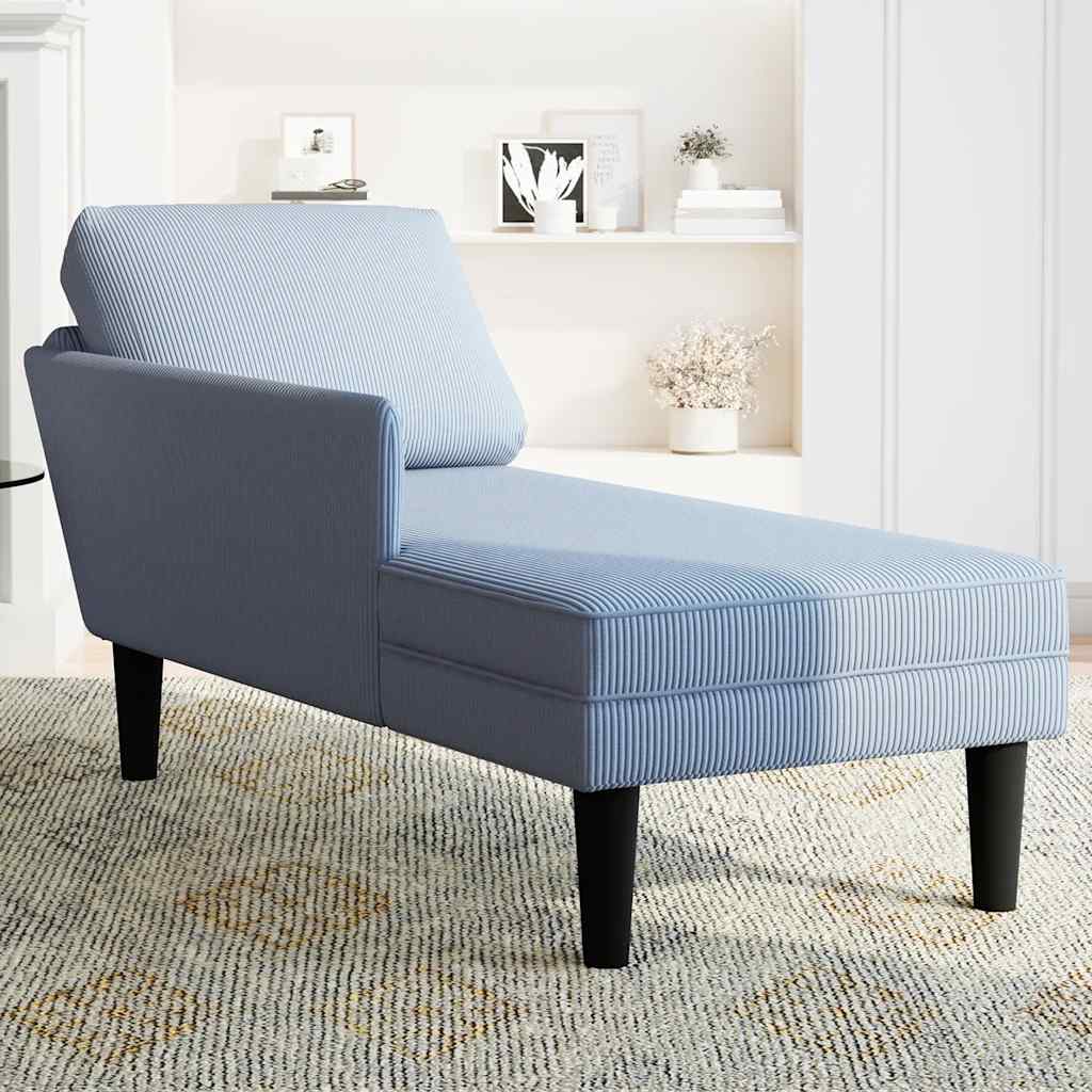 Chaiselongue mit Kissen Blau Cordstoff