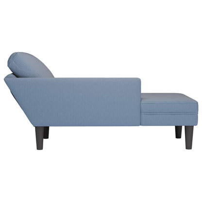 Chaiselongue mit Kissen Blau Cordstoff