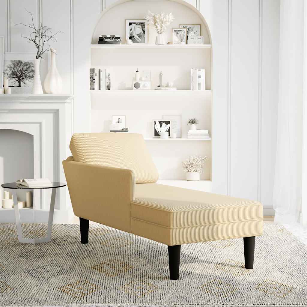 Chaiselongue mit Kissen Hellgrün Grau Cordstoff