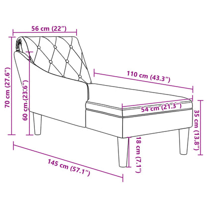 Chaiselongue mit Kissen und Rechter Armlehne Dunkelgrau Stoff