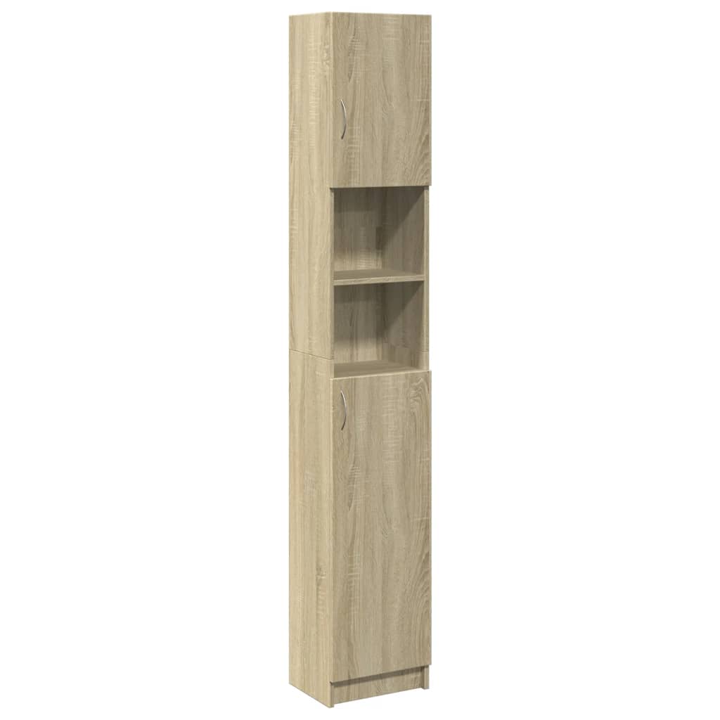 Badezimmerschrank Sonoma-Eiche 32x25,5x190 cm Holzwerkstoff