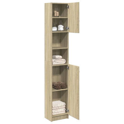 Badezimmerschrank Sonoma-Eiche 32x25,5x190 cm Holzwerkstoff