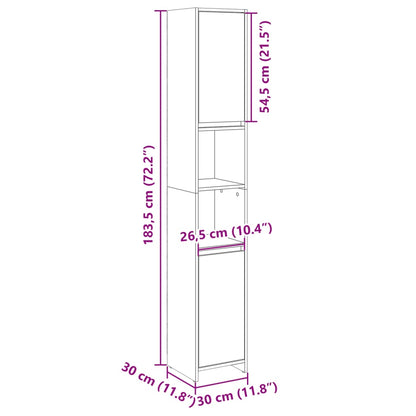 Badezimmerschrank Sonoma-Eiche 30x30x183,5 cm Holzwerkstoff