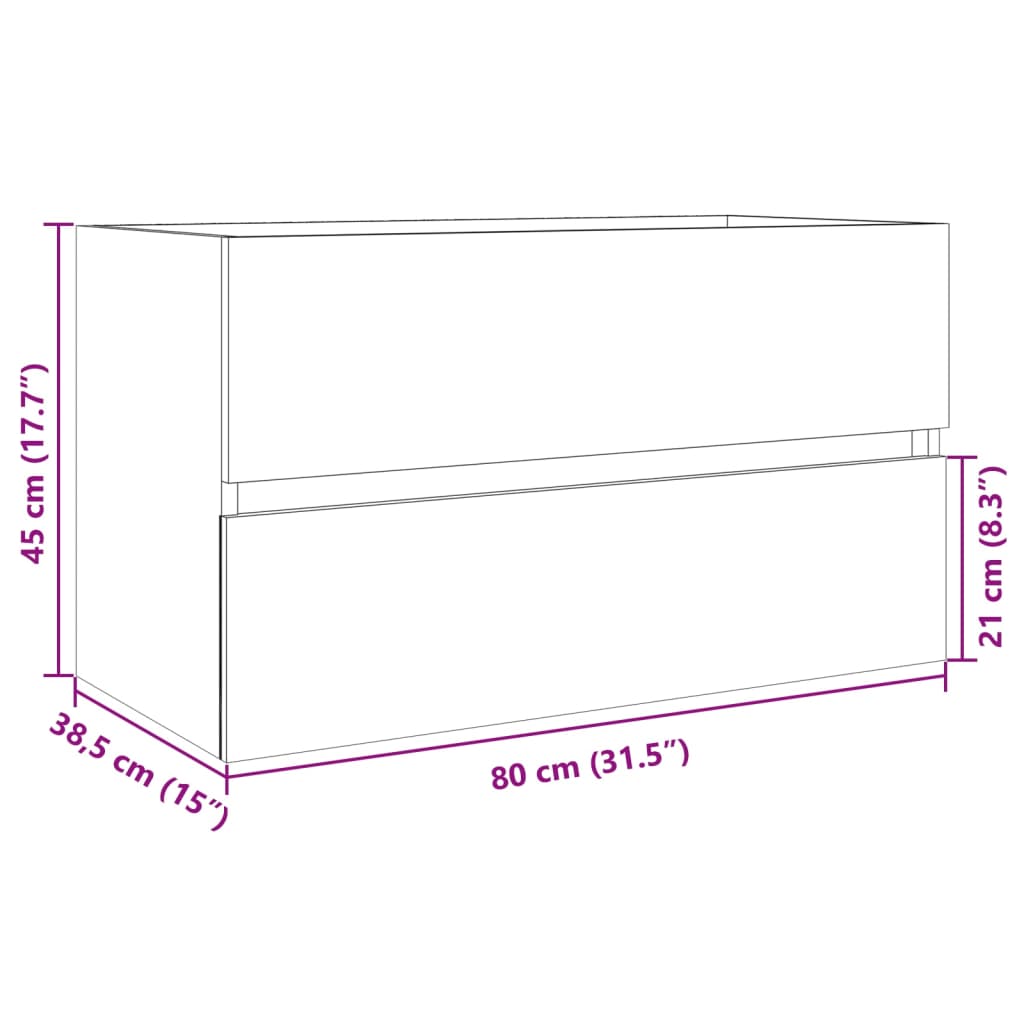 Waschbeckenunterschrank Sonoma-Eiche 80x38,5x45cm Holzwerkstoff