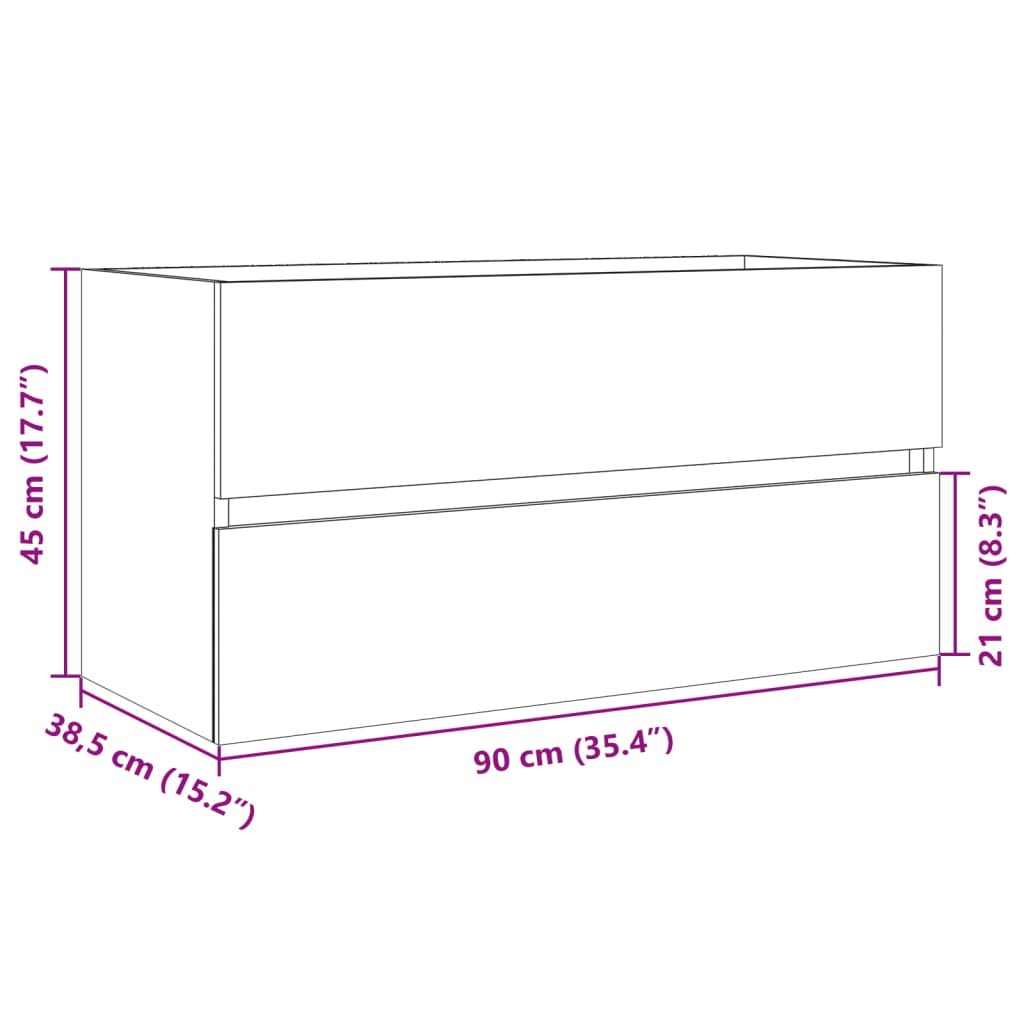 Waschbeckenunterschrank Sonoma-Eiche 90x38,5x45cm Holzwerkstoff