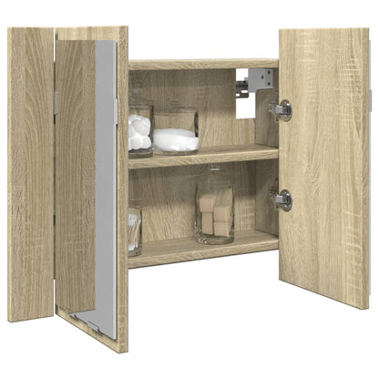 LED-Spiegelschrank Sonoma-Eiche 60x12x45 cm Holzwerkstoff