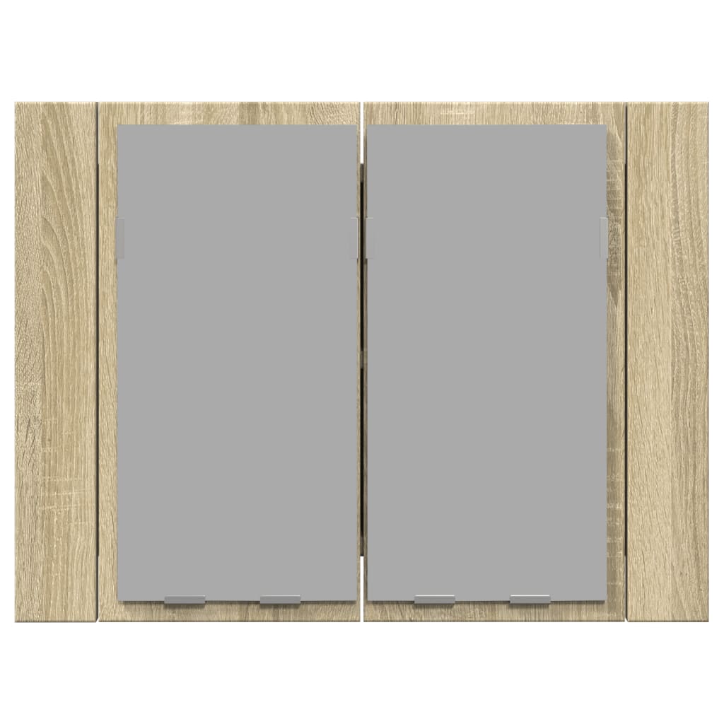 LED-Spiegelschrank Sonoma-Eiche 60x12x45 cm Holzwerkstoff