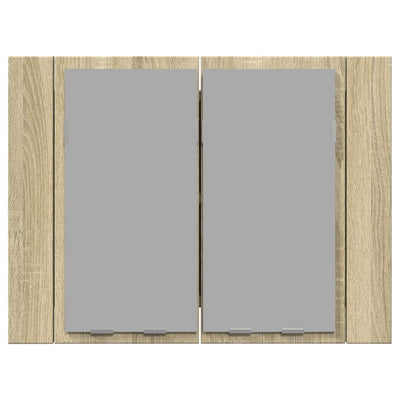 LED-Spiegelschrank Sonoma-Eiche 60x12x45 cm Holzwerkstoff