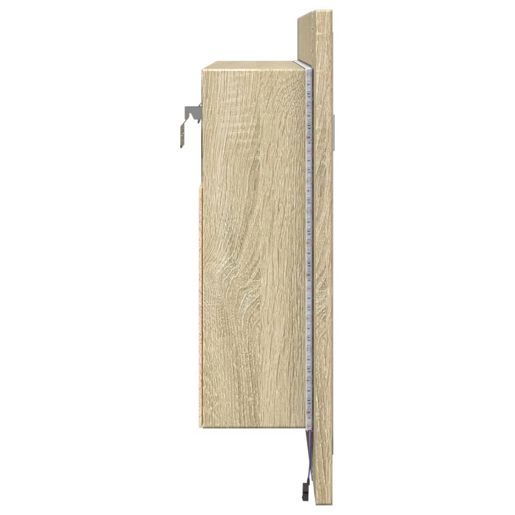 LED-Spiegelschrank Sonoma-Eiche 60x12x45 cm Holzwerkstoff