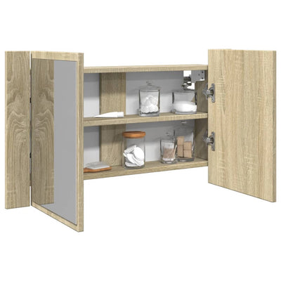 LED-Spiegelschrank Sonoma-Eiche 80x12x45 cm Holzwerkstoff