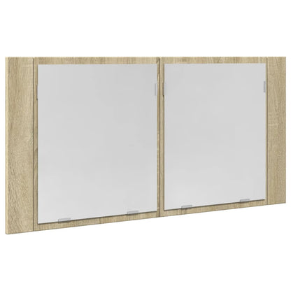 LED-Spiegelschrank Sonoma-Eiche 90x12x45 cm Holzwerkstoff