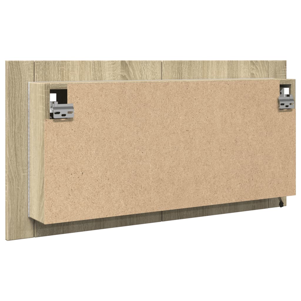 LED-Spiegelschrank Sonoma-Eiche 90x12x45 cm Holzwerkstoff