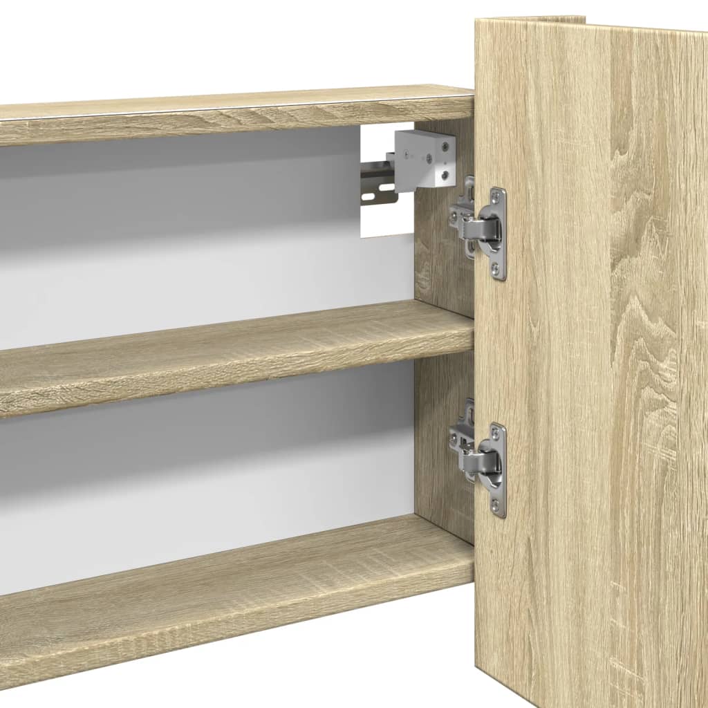 LED-Spiegelschrank Sonoma-Eiche 100x12x45 cm Holzwerkstoff