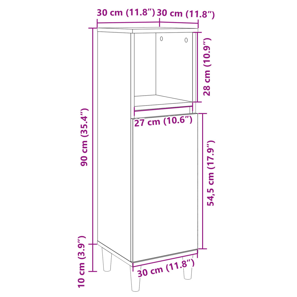 Badschrank Sonoma-Eiche 30x30x100 cm Holzwerkstoff