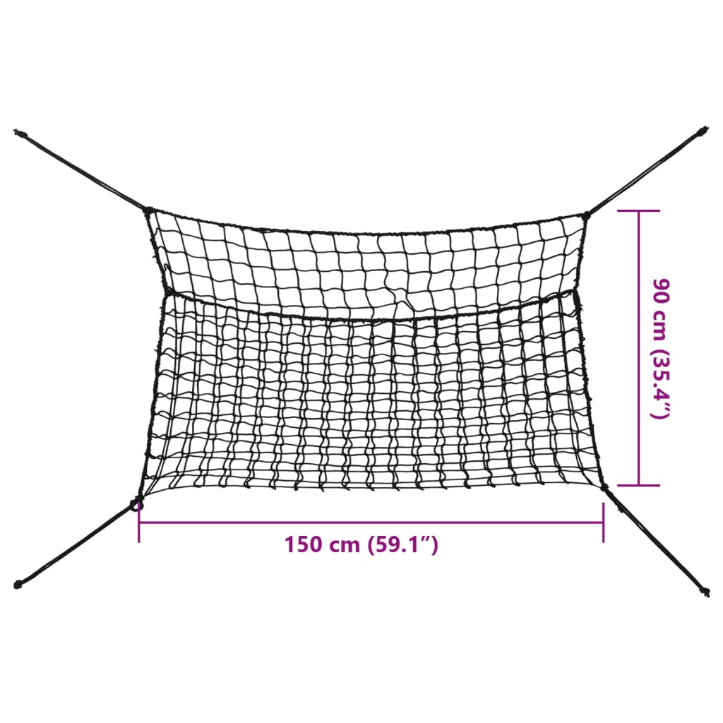 Heunetze 2 Stk. Rechteckig Schwarz 150x90 cm PP