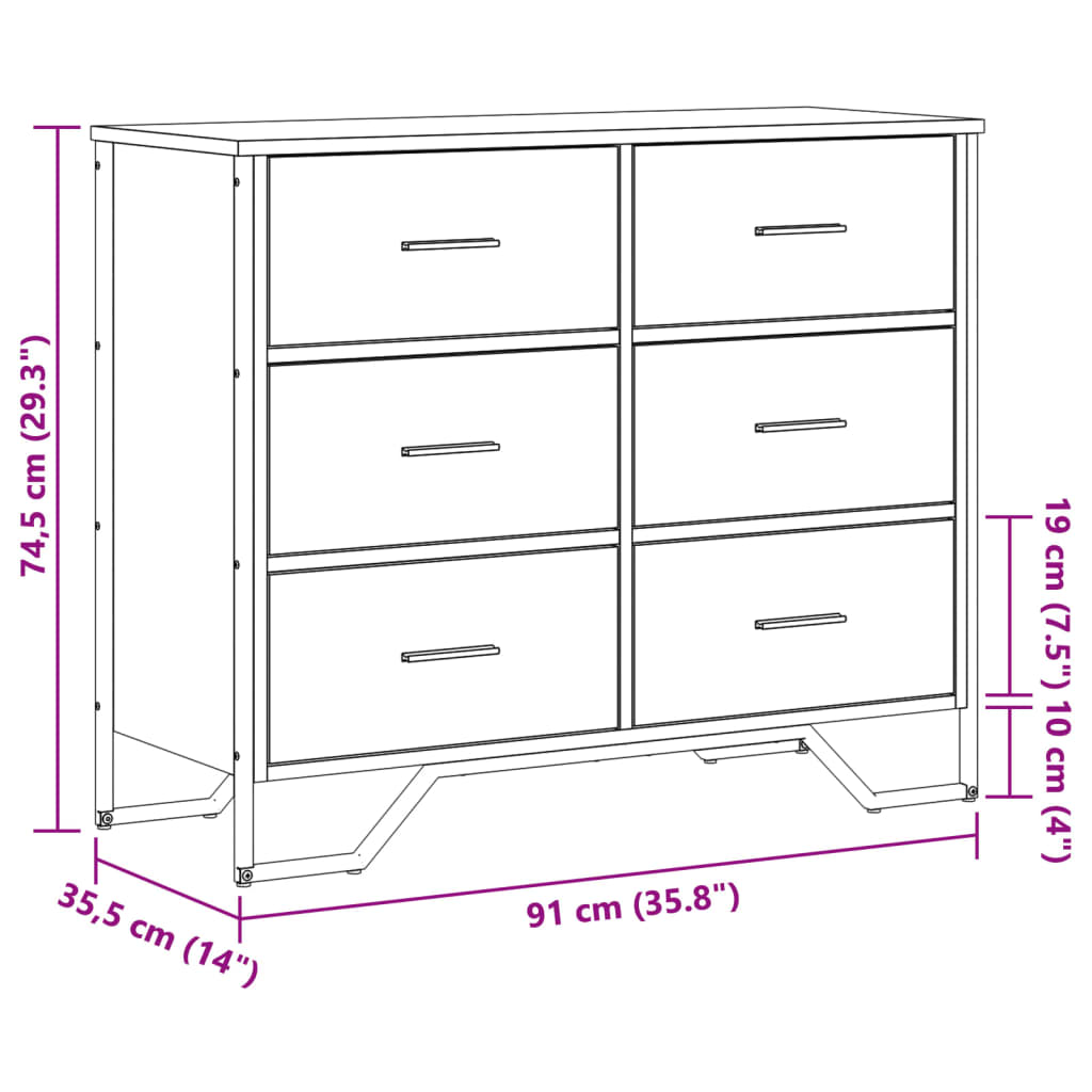 Kommode Schwarz 91x35,5x74,5 cm Holzwerkstoff